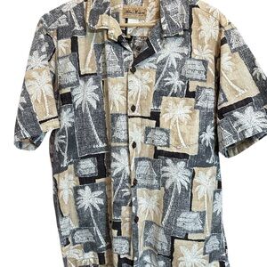 Blue Hawaii Men's Aloha Tropical Print Short Sleeve Cotton Shirt (L)